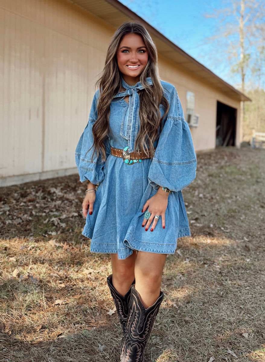 The Puff Denim Dress – Cactus Blu