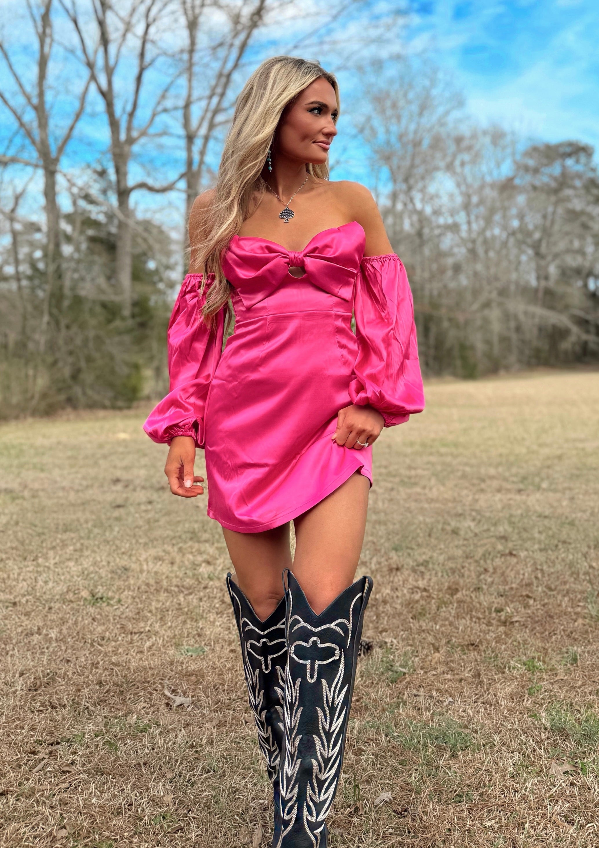 The Hot Pink Bow Dress Medium
