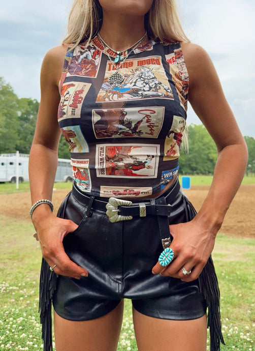 The Cowboy Stamps Mesh Top
