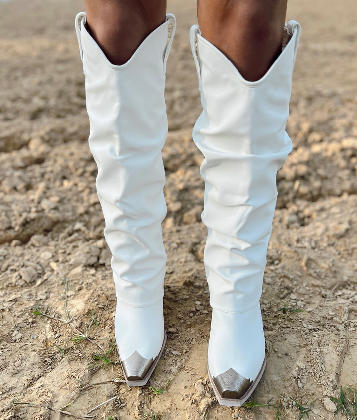 Wild Card White Boots