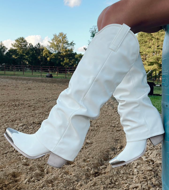 Wild Card White Boots