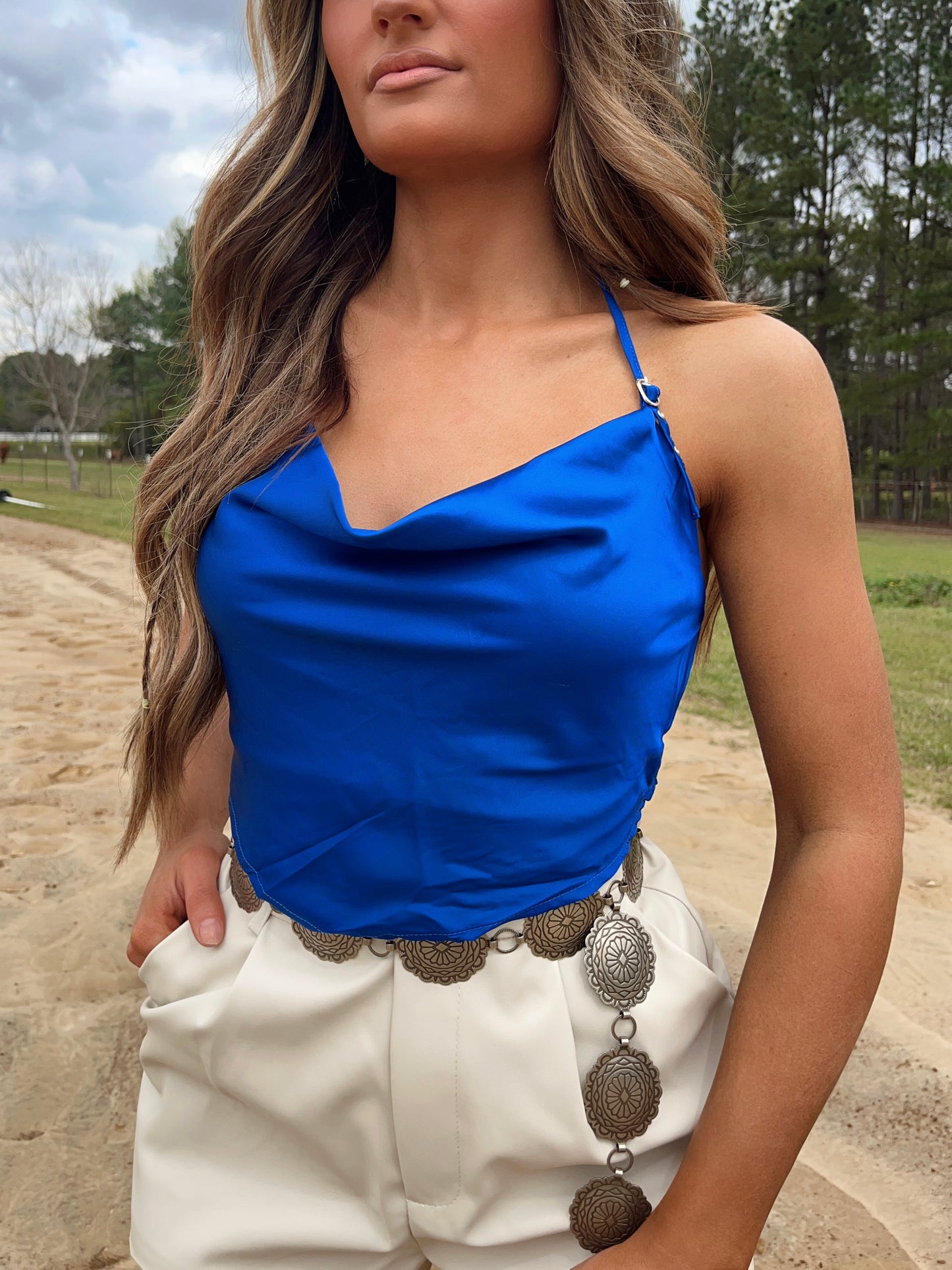 The Satin Cowl Neck Top