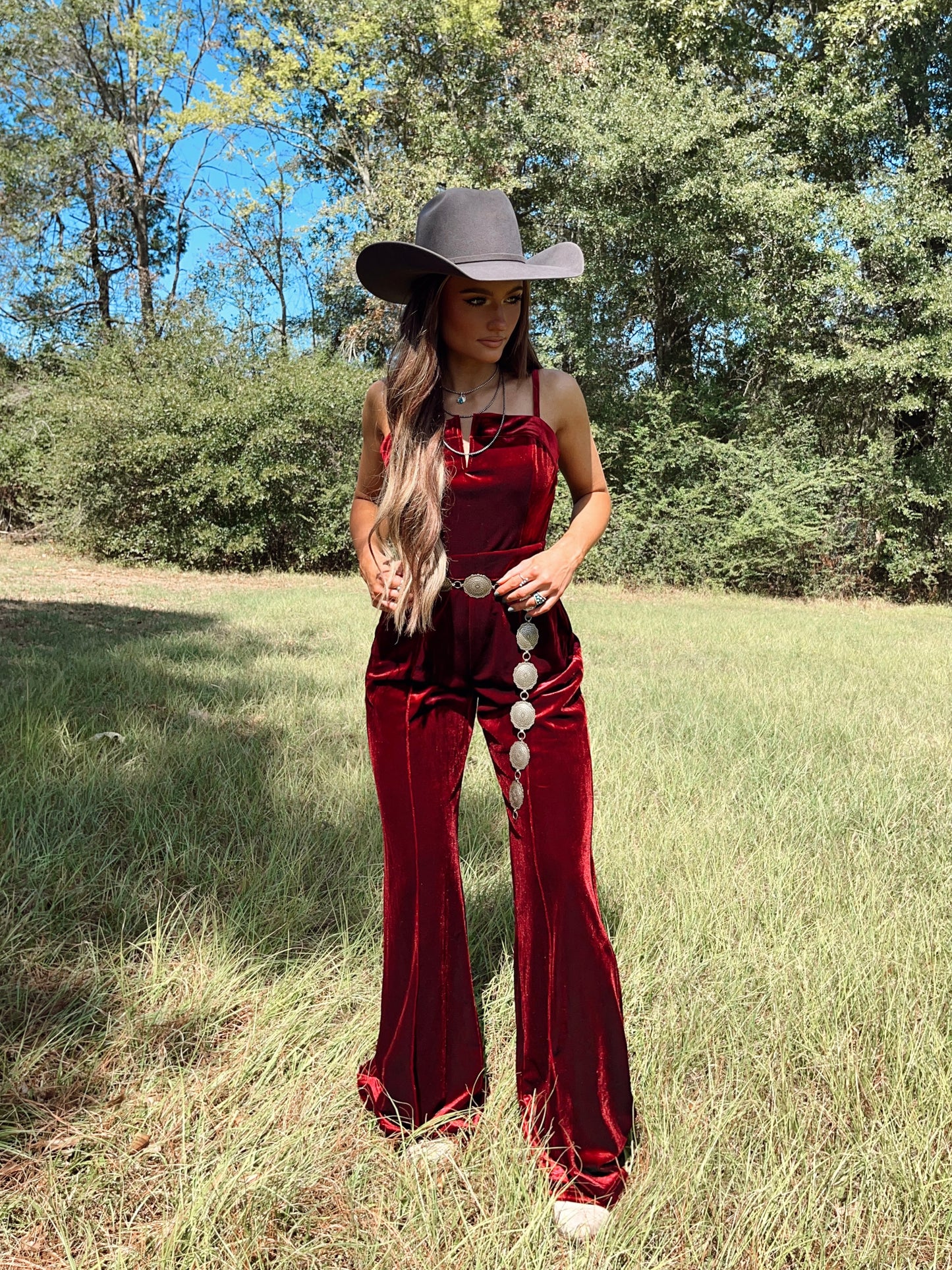 Vegas Velvet Jumpsuit—Wine