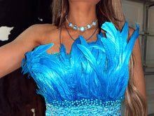 Load image into Gallery viewer, The Sequin Feather Dress—Aqua