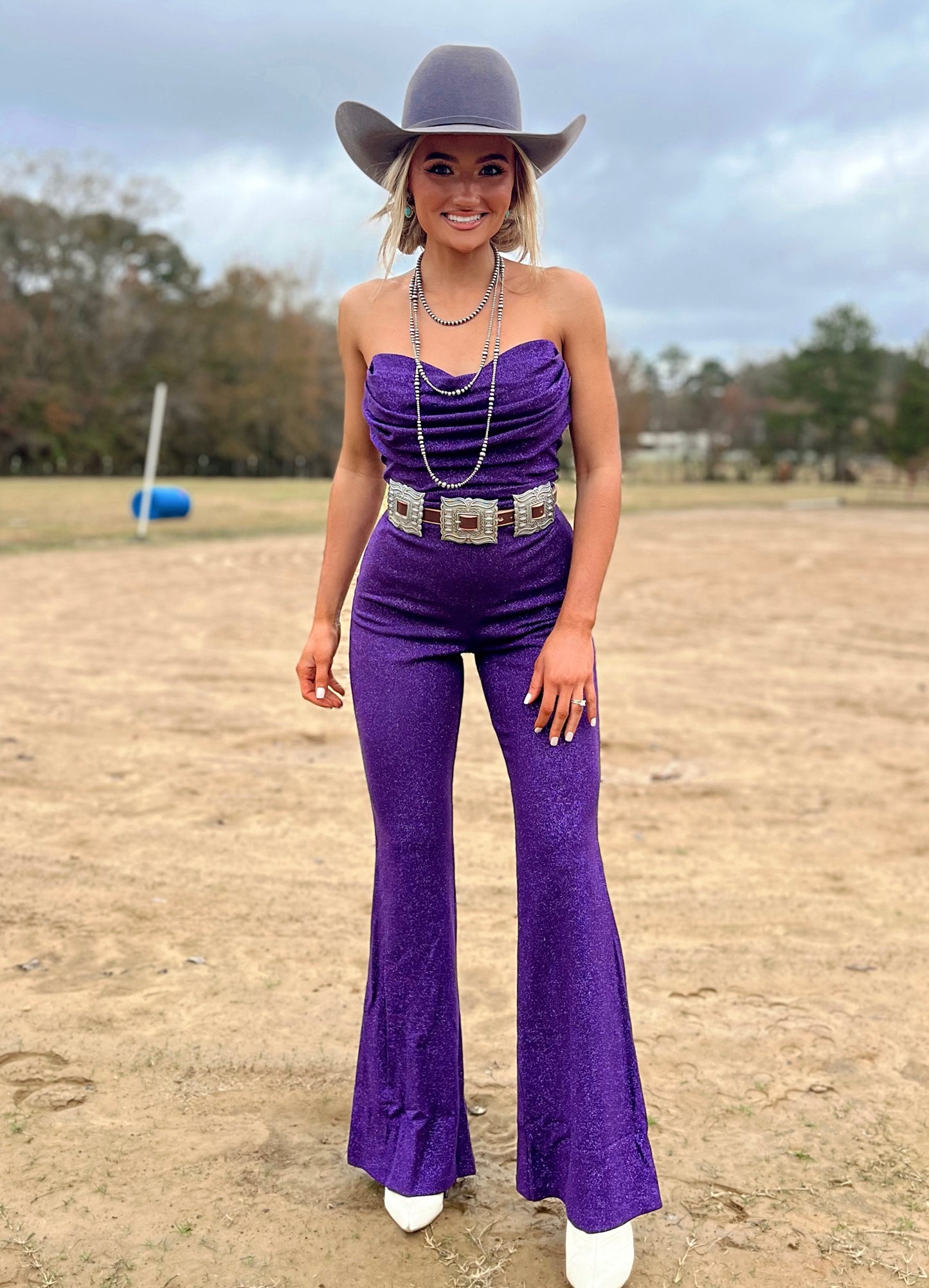 Gambler Glittered Jumpsuit—Purple