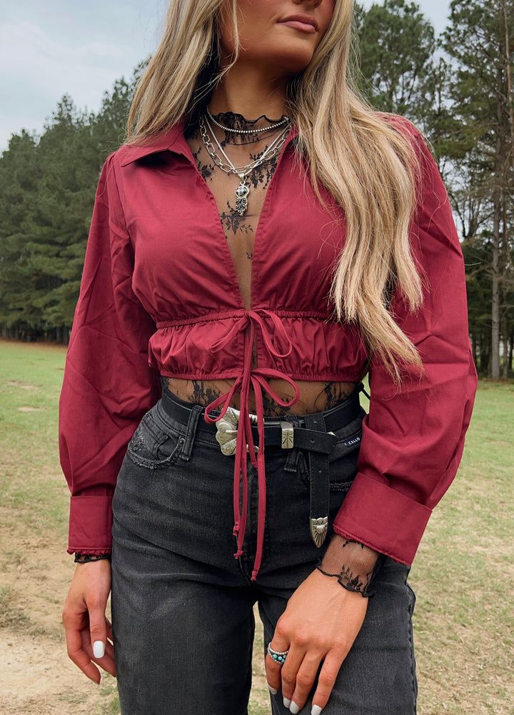 The Burgundy Tie Top