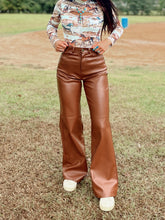 Load image into Gallery viewer, Chocolate Wide Leg Leather Pants