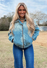 Load image into Gallery viewer, Ariat Cheyenne Denim Bomber Jacket