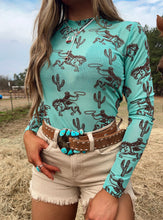 Load image into Gallery viewer, Turquoise Bronc Mesh Top