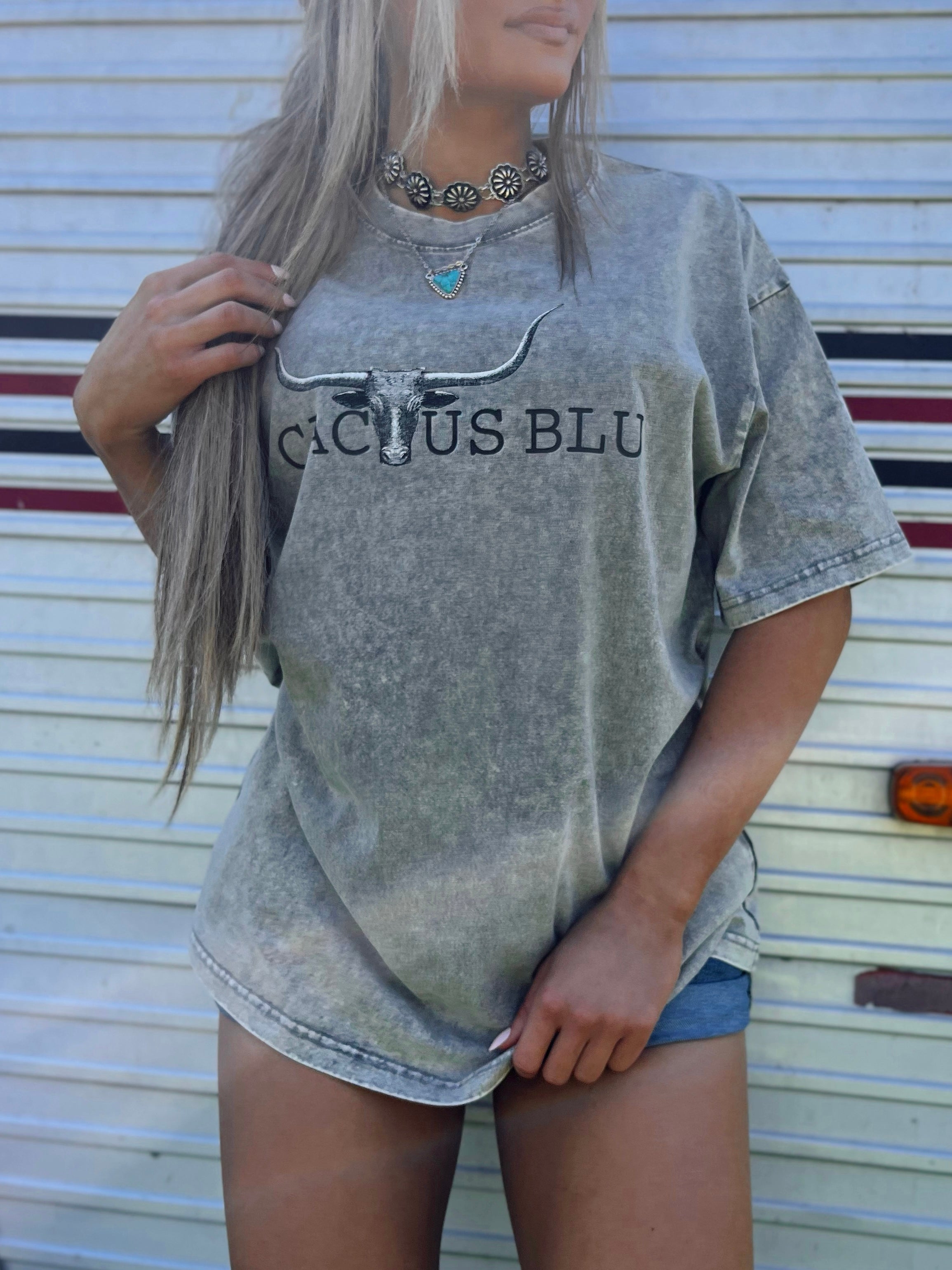 Acid Washed Grey Logo Tee