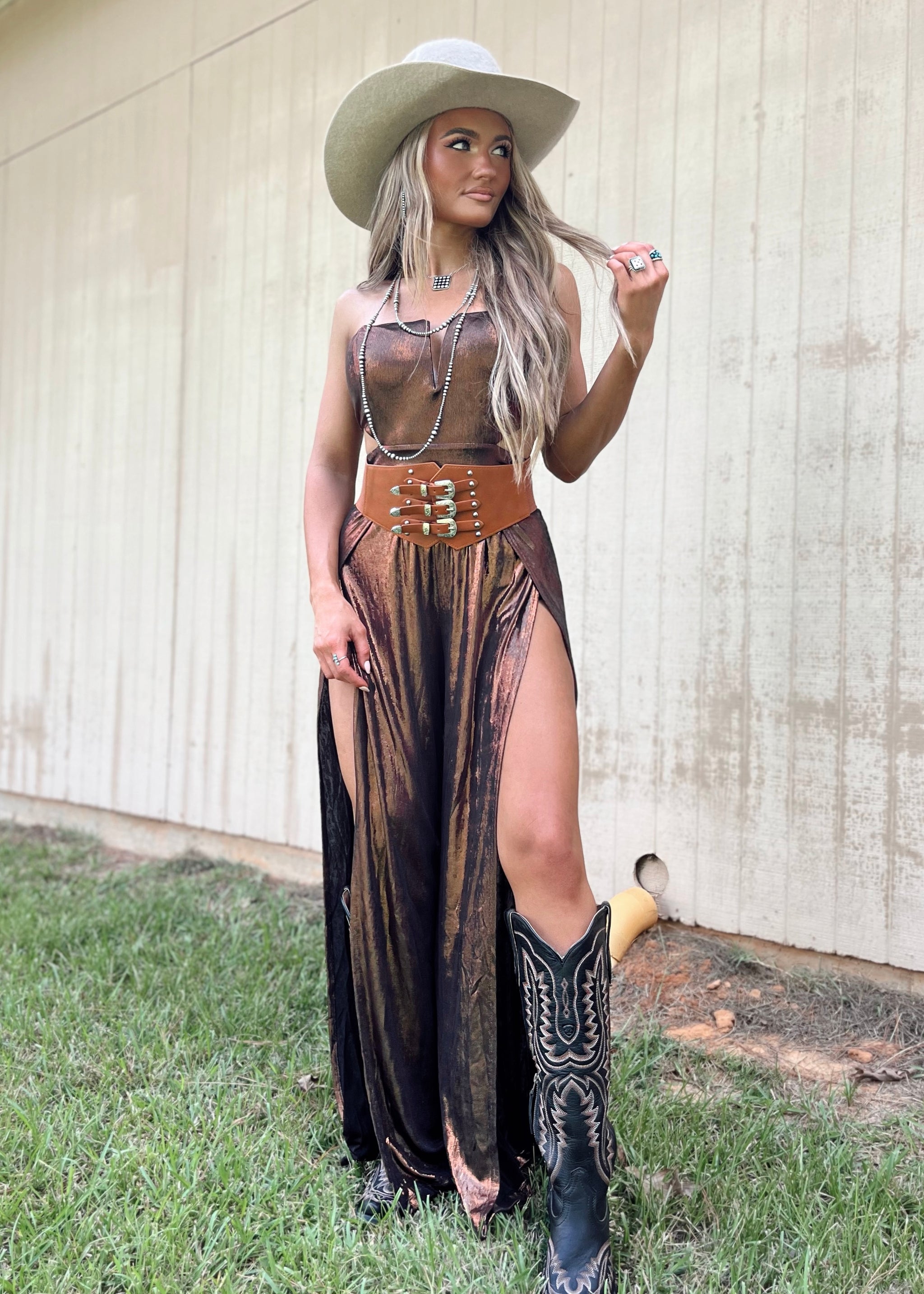 Rodeo Drive Jumpsuit—Bronze