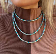 Load image into Gallery viewer, Turquoise Cylinder Faux Pearls