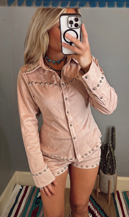 The Studded Suede Top
