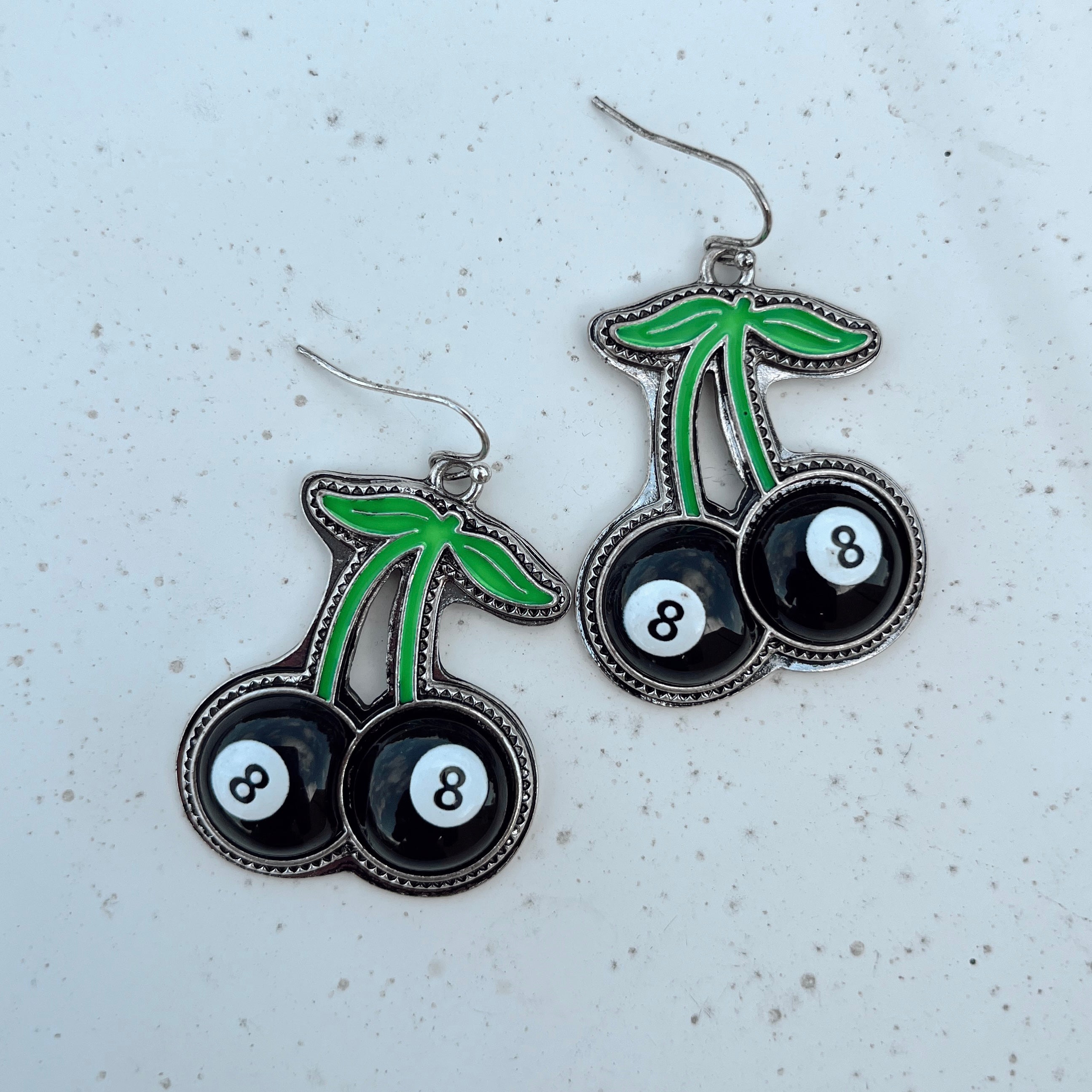 8 Ball Cherry Earrings