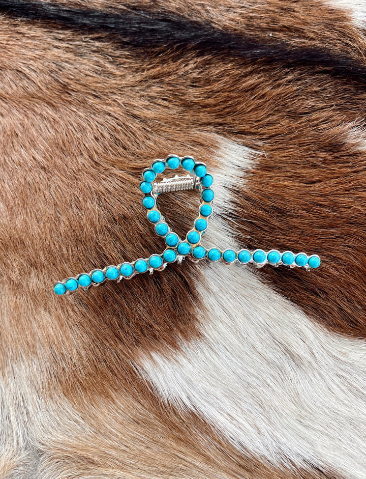 Turquoise Metal Claw Clip