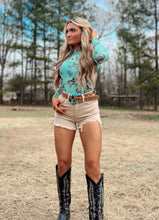 Load image into Gallery viewer, Turquoise Bronc Mesh Top