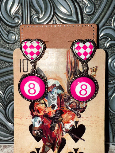 Pink 8 Ball Earrings