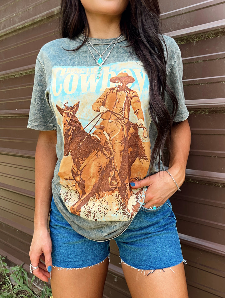 Long Live Cowboys Tee—Gray