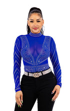 Load image into Gallery viewer, The Rodeo Rhinestone Bodysuit—Royal Blue