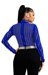 The Rodeo Rhinestone Bodysuit—Royal Blue