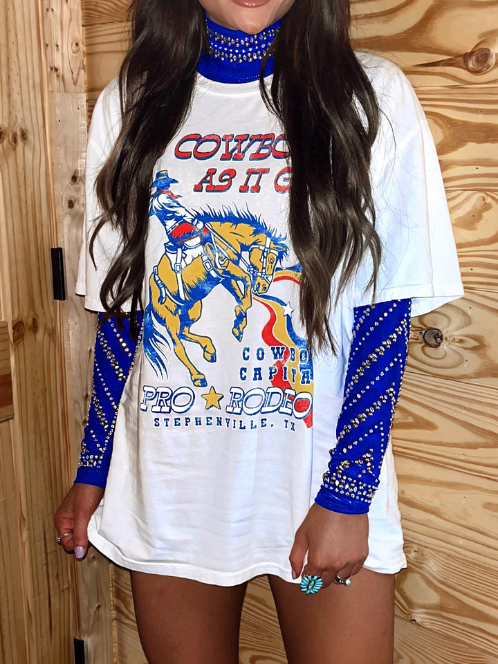 The Rodeo Rhinestone Bodysuit—Royal Blue