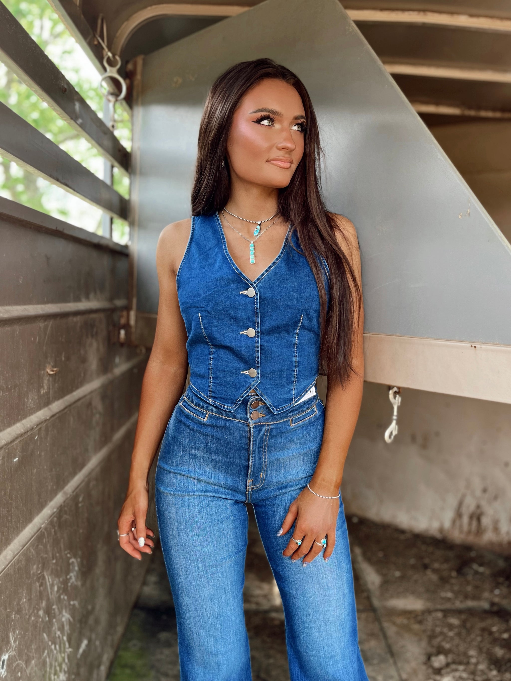 The Dally Denim Vest—Dark Denim