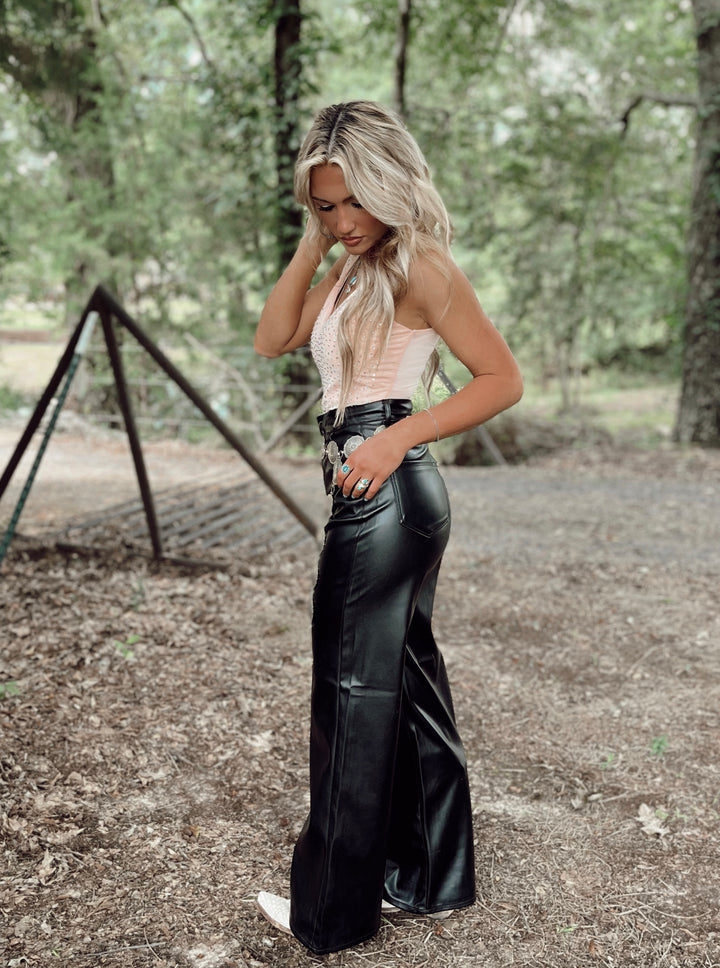 Whitney Wide Leg Leather Pants